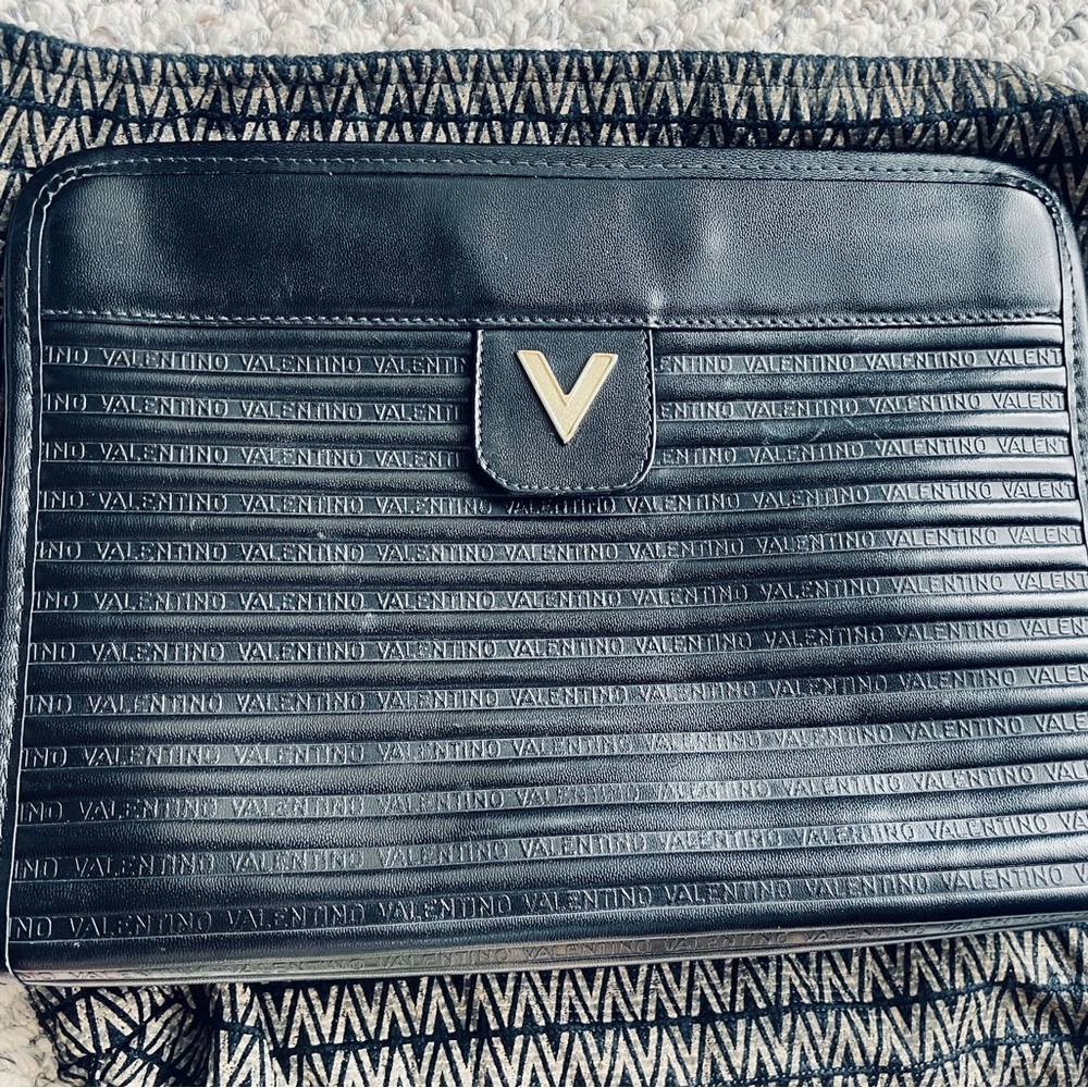 Valentino vintage black leather clutch with dustbag.